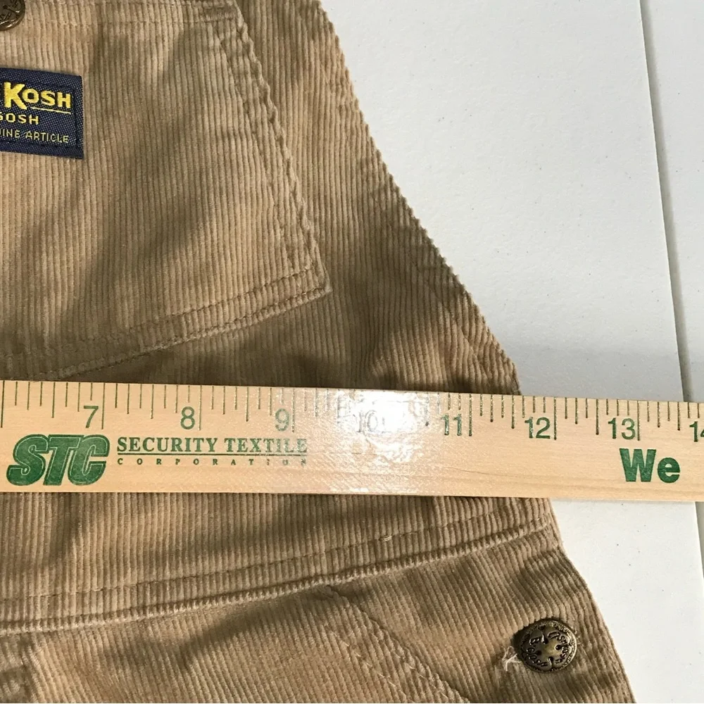 Vintage OshKosh Brown Corduroy Dress Jumper Overalls Pre 1980 USA Made Union Tag